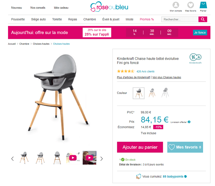 Chaise-haute-bebe-KinderKraft-roseoubleu.fr